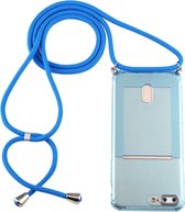 Voor iPhone 8 Plus / 7 Plus Transparante TPU-beschermhoes met draagkoord en kaartsleuf (blauw)