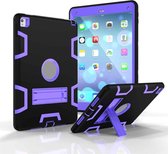 Voor iPad 9.7 (2017) schokbestendige pc + siliconen beschermhoes, met houder (zwart paars)