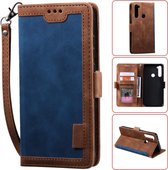 Voor Xiaomi Redmi Note 8 Retro splicing horizontale flip lederen tas met kaartsleuven en houder en portemonnee (blauw)