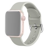 Voor Apple Watch Series 5 en 4 44 mm / 3 en 2 en 1 42 mm effen kleur siliconen vervangende polsband horlogeband met metalen gesp, maat: L (grijs)