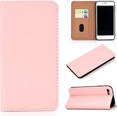 Voor iPhone SE 2020/8/7 effen kleur frosted magnetische horizontale flip lederen tas met kaartsleuven en houder (roze)