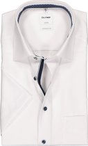 OLYMP Luxor comfort fit overhemd - korte mouw - wit structuur (contrast) - Strijkvrij - Boordmaat: 50