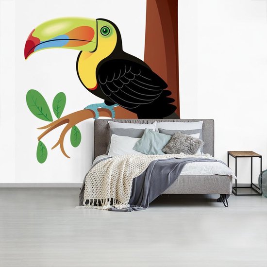 Papier peint photo vinyle - Une illustration vectorielle d'un toucan coloré largeur 350 cm x hauteur 350 cm - Tirage photo sur papier peint (disponible en 7 tailles)