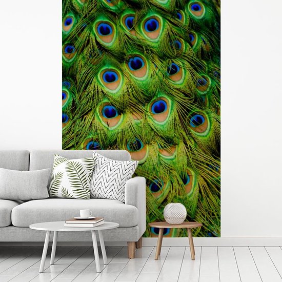 Papier peint Papier peint photo en vinyle - Structure plumes de paon largeur 175 cm x hauteur 260 cm - Tirage photo sur papier peint (disponible en 7 tailles)