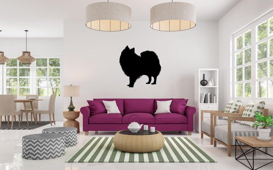 Silhouette chien - Spitz indien - Spitz indien - L - 75x75cm - Zwart - décoration murale