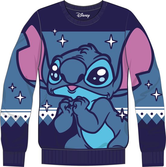 Disney Lilo Et Stitch - Pull de Noël Bleu - L
