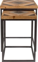 Nancy's Holiday City-Berkeley Tafel - Modern - Bruin, Naturel, Zwart - Hout, Mdf, IJzer - 43 cm x 43 cm x 52 cm