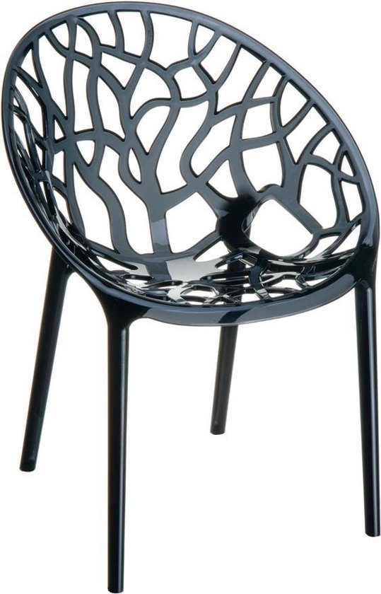 Alterego Moderne zwarte, transparante stoel 'GEO' uit kunststof