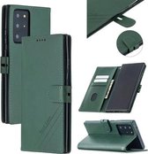 Voor Samsung Galaxy Note20 Ultra Stiksels Stijl 2-Kleur Koe Textuur Horizontale Flip PU Lederen Case met Houder & Kaartsleuf & Lanyard (Groen)