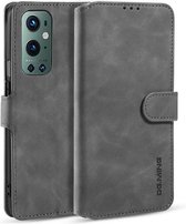 CaseMe - OnePlus 9 Pro Hoesje - Met Magnetische Sluiting - Ming Serie - Leren Book Case - Grijs