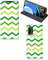 Leuk Telefoonhoesje Xiaomi Poco M3 | Redmi 9T Bookcase Zigzag Groen