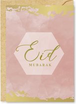 Ramadan decoratie: Islamitische Wenskaart: Eid mubarak wenskaart oudroze