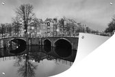 Tuindecoratie Keizersgracht Amsterdam - zwart wit - 60x40 cm - Tuinposter - Tuindoek - Buitenposter