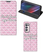 Hoesje OPPO Find X3 Neo Bookcase Flowers Pink Don't Touch My Phone