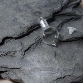 Glazen flesje hart zilveren dopje, 1.5 cm x 0.6 cm x 2.5 cm, 3 stuks