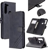 Voor Motorola Moto G8 Power Stiksels Stijl 2-Kleur Koe Textuur Horizontale Flip PU Lederen Case met Houder & Kaartsleuf & Lanyard (Zwart)