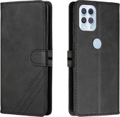 Voor Motorola Edge S Stiksels Stijl 2-Kleur Koe Textuur Horizontale Flip PU Lederen Case met Houder & Kaartsleuf & Lanyard (Zwart)