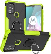 Voor Motorola Moto G30 Armor Bear schokbestendige pc + TPU-beschermhoes met ringhouder (groen)