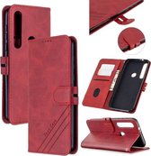 Voor Motorola Moto G8 Spelen Stiksels Stijl 2-Kleur Koe Textuur Horizontale Flip PU Lederen Case met Houder & Kaartsleuf & Lanyard (Rood)