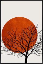 JUNIQE - Poster in kunststof lijst Winter Sunset -40x60 /Rood & Zwart