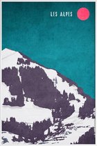 JUNIQE - Poster met kunststof lijst Les Alpes -13x18 /Blauw & Grijs