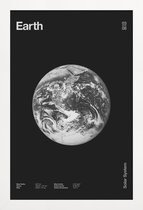 JUNIQE - Poster in houten lijst Earth -30x45 /Grijs & Zwart