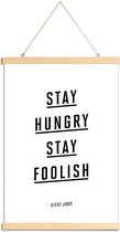 JUNIQE - Posterhanger Stay Hungry Stay Foolish Steve Jobs -40x60 /Wit