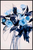 JUNIQE - Poster met kunststof lijst Bloom Series True Blue -13x18