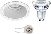 PHILIPS - LED Spot Set - CorePro 827 36D - Prima Minko Pro - GU10 Fitting - Dimbaar - Inbouw Rond - Mat Wit - 5W - Warm Wit 2700K - Verdiept - Ø90mm