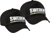 2x stuks sweden supporters pet zwart voor dames en heren - Zweden landen cap - supporter kleding