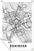 Tuindecoratie Stadskaart - Groningen - Grijs - Wit - 40x60 cm - Tuinposter - Plattegrond - Tuindoek - Buitenposter