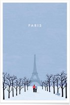 JUNIQE - Poster Parijs - retro -30x45 /Blauw