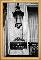 JUNIQE - Poster met houten lijst Rue de Champagny -13x18 /Grijs & Wit