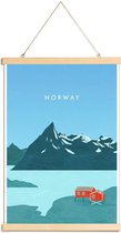 JUNIQE - Posterhanger Retro Noorwegen -40x60 /Blauw & Turkoois