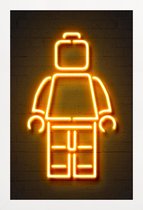 JUNIQE - Poster in houten lijst Neon Lego -20x30 /Oranje & Zwart