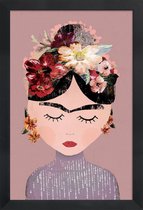 JUNIQE - Poster in houten lijst Frida Pastell -60x90 /Paars & Roze
