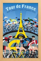 JUNIQE - Poster in houten lijst Tour de France -60x90 /Blauw & Geel