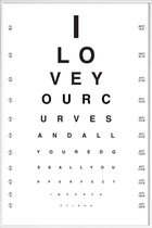 JUNIQE - Poster in kunststof lijst Eye Chart I Love You -40x60 /Wit &