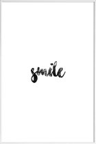 JUNIQE - Poster met kunststof lijst Smile -13x18 /Wit & Zwart