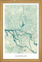 JUNIQE - Poster met houten lijst Hamburg - vintage stadskaart -30x45