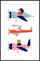 JUNIQE - Poster met kunststof lijst Aeroplane Race -13x18 /Grijs