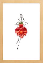 JUNIQE - Poster met houten lijst Strawberries -13x18 /Rood & Wit