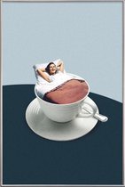 JUNIQE - Poster met kunststof lijst Morning Rituals -40x60 /Blauw &