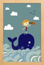 JUNIQE - Poster in houten lijst I See You -40x60 /Blauw & Groen