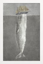 JUNIQE - Poster met houten lijst Revenge of the Whale -13x18 /Grijs