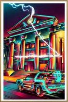 JUNIQE - Poster met kunststof lijst Delorean popart -13x18 /Rood &