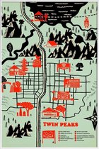 JUNIQE - Poster met kunststof lijst Twin Peaks -30x45 /Groen & Rood