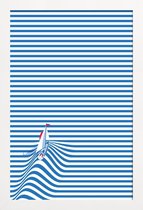 JUNIQE - Poster in houten lijst Sail Away -40x60 /Blauw & Wit
