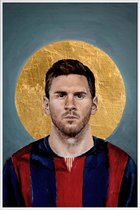 JUNIQE - Poster in kunststof lijst Football Icon - Lionel Messi -20x30