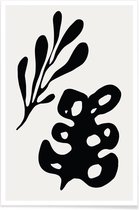 JUNIQE - Poster Leaves -13x18 /Grijs & Ivoor